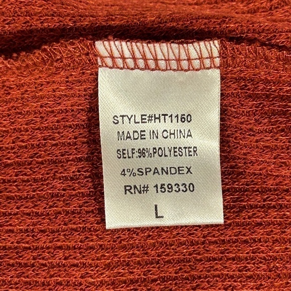 Heyson Women’s Top Waffle Texture Rust 3-Botton S. Sleeve Hi-Lo Size-L NWT - Picture 6 of 12